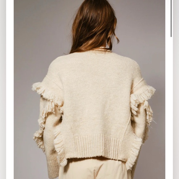 NWT Blue B fringe oatmeal cream sweater - Picture 2 of 5
